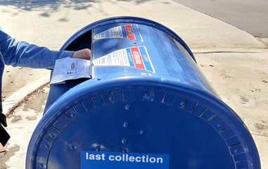 a Clinical Trial participant uses standard post mail to send their dried blood samples to the laboratory