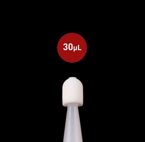 Nahaufnahme einer 30 Mikroliter-Spitze
