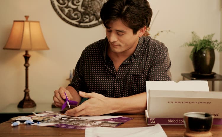 Man, At-Home Mitra Blood Collection Kit