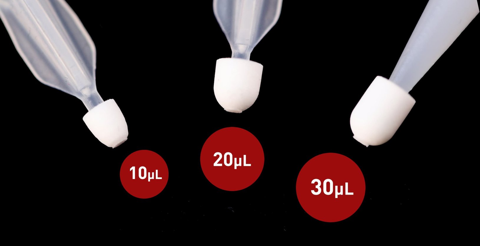 a 1o microliter, 20 microliter and 30 microliter Tip