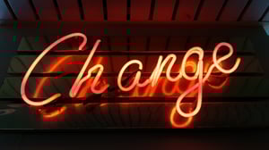 The word, Change made of orange neon