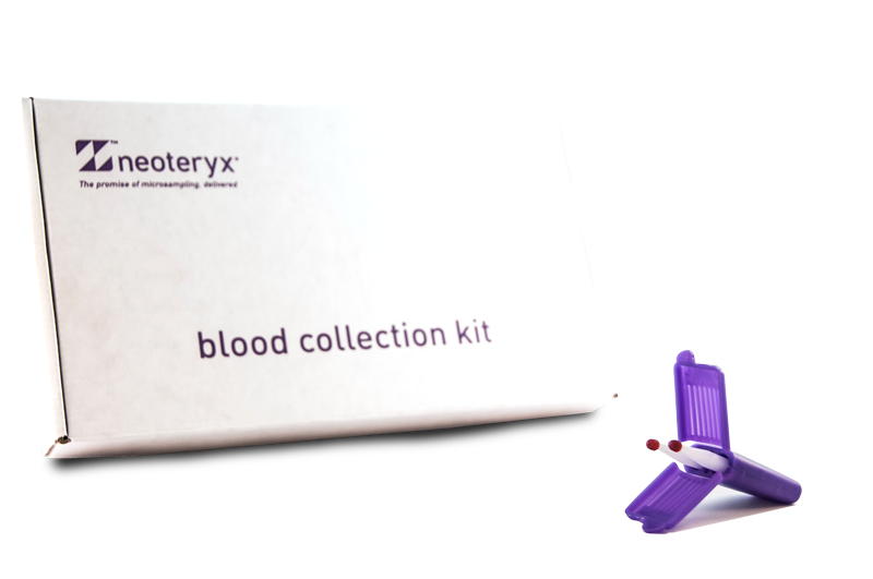 Mitra-Blutprobenentnahme-Sets für Zuhause.  Entnehmen Sie selber eine Blutprobe, wo auch immer Sie sind. 