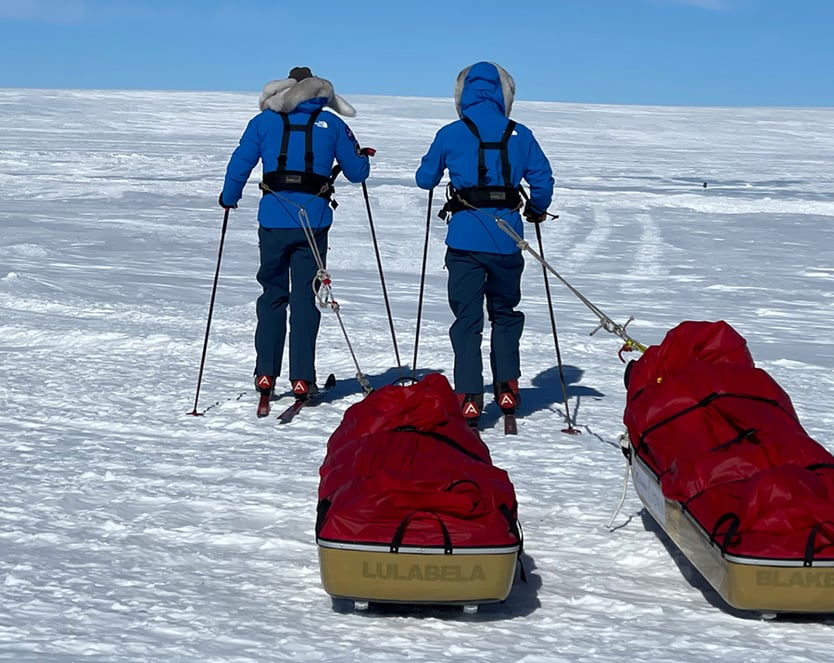  Justin Packshaw and Jamie Facer-Childs trek across antartica.
