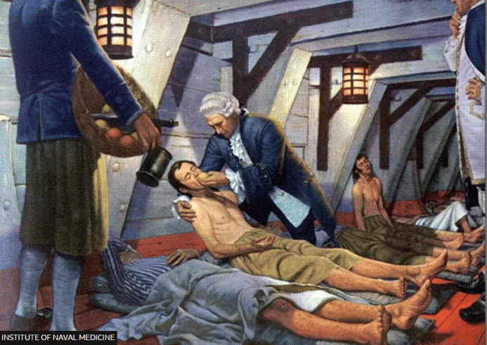 Dr. James Lind treating scurvy