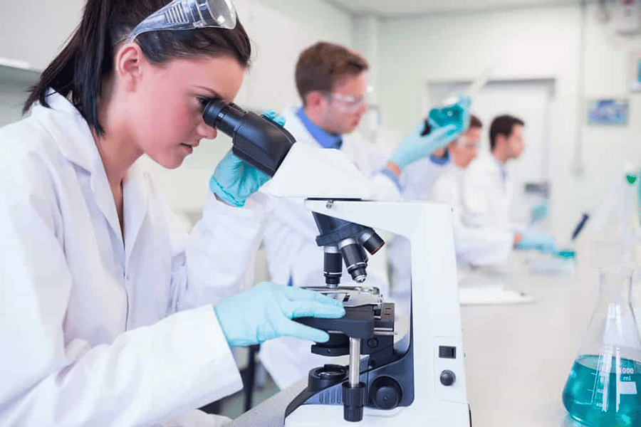 a laboratory room of research scientist work with various laboratory tools and devices.