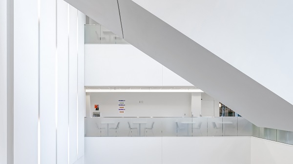 interior of a modern hospital, white walls minimalist design