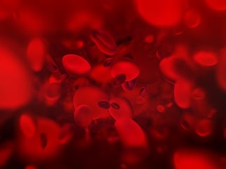 graphic of red blood cells moving through a blood stream